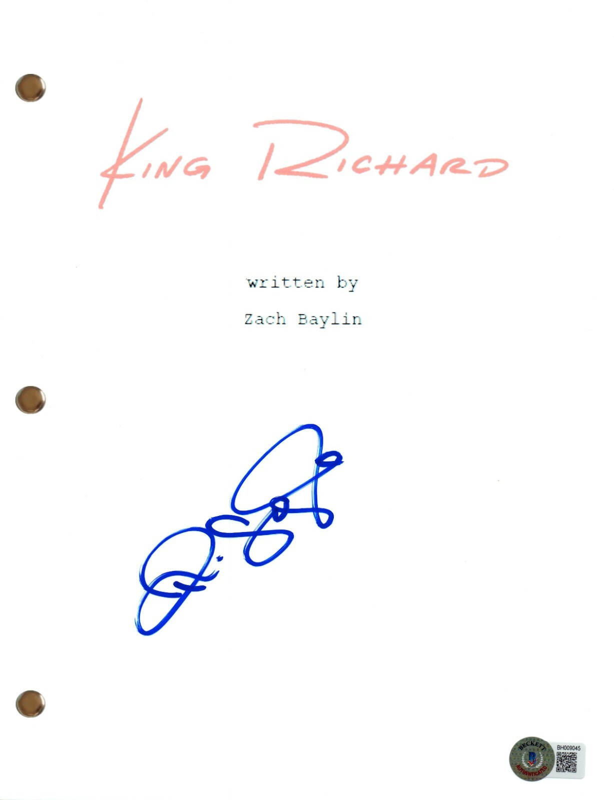Demi Singleton Signed King Richard Full Movie Script Serena Williams Beckett COA
