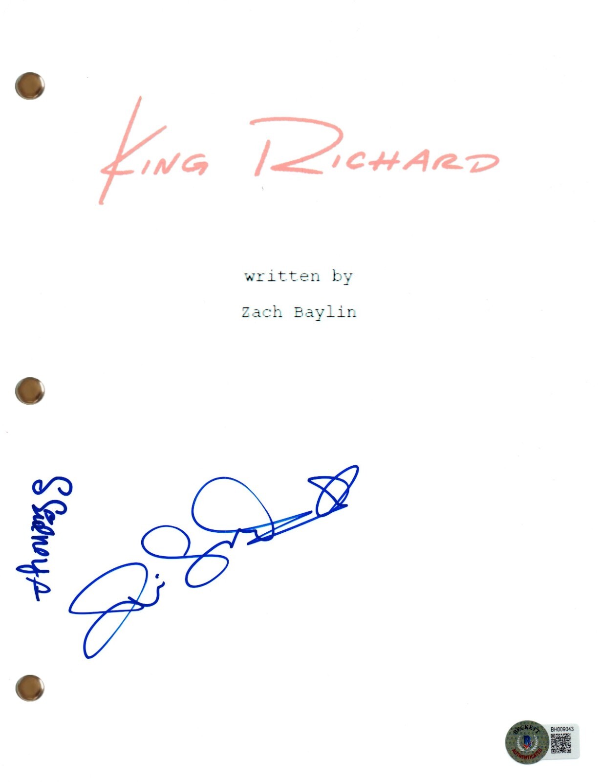 Demi Singleton Saniyya Sidney Signed Autograph King Richard Movie Script BAS COA
