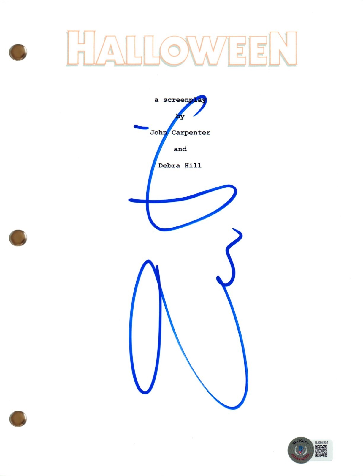 Jamie Lee Curtis Signed Autograph Halloween Movie Script Screenplay Beckett COA
