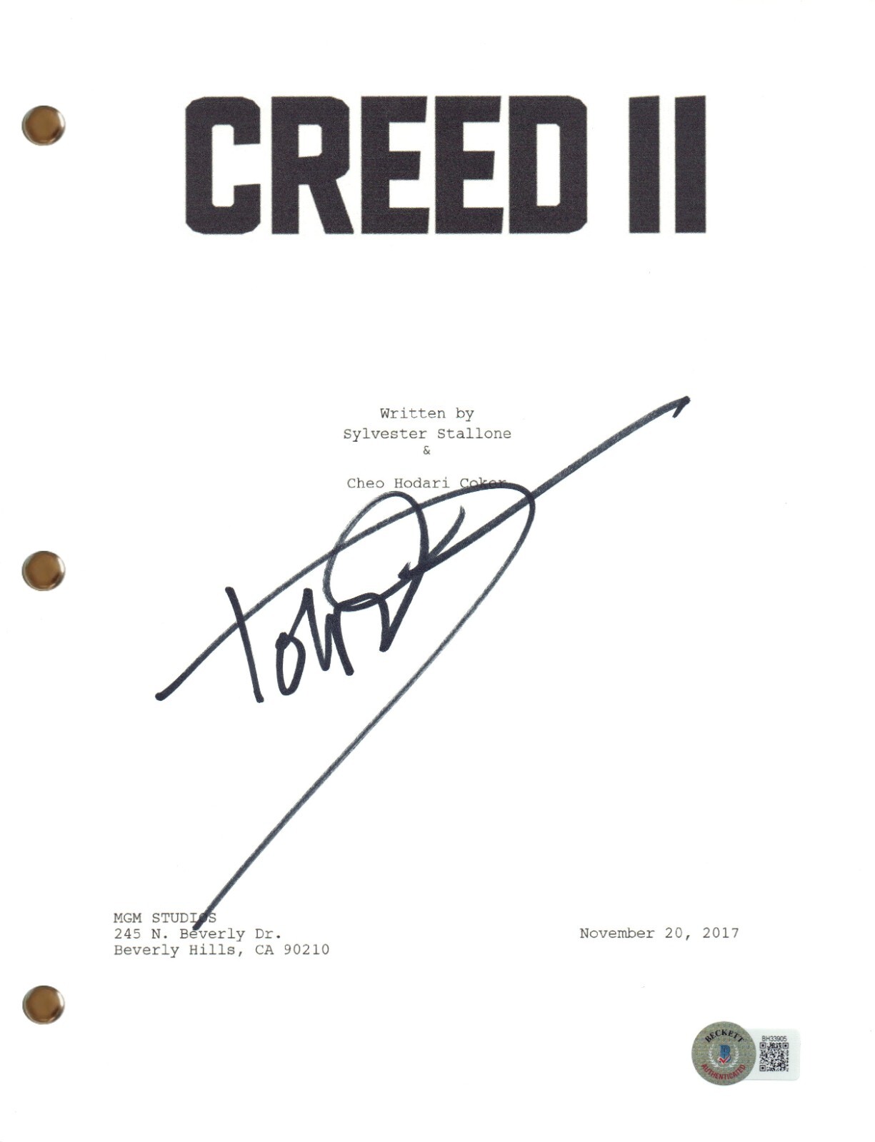 Dolph Lundgren Signed Autograph Creed II 2 Movie Script Screenplay Beckett COA
