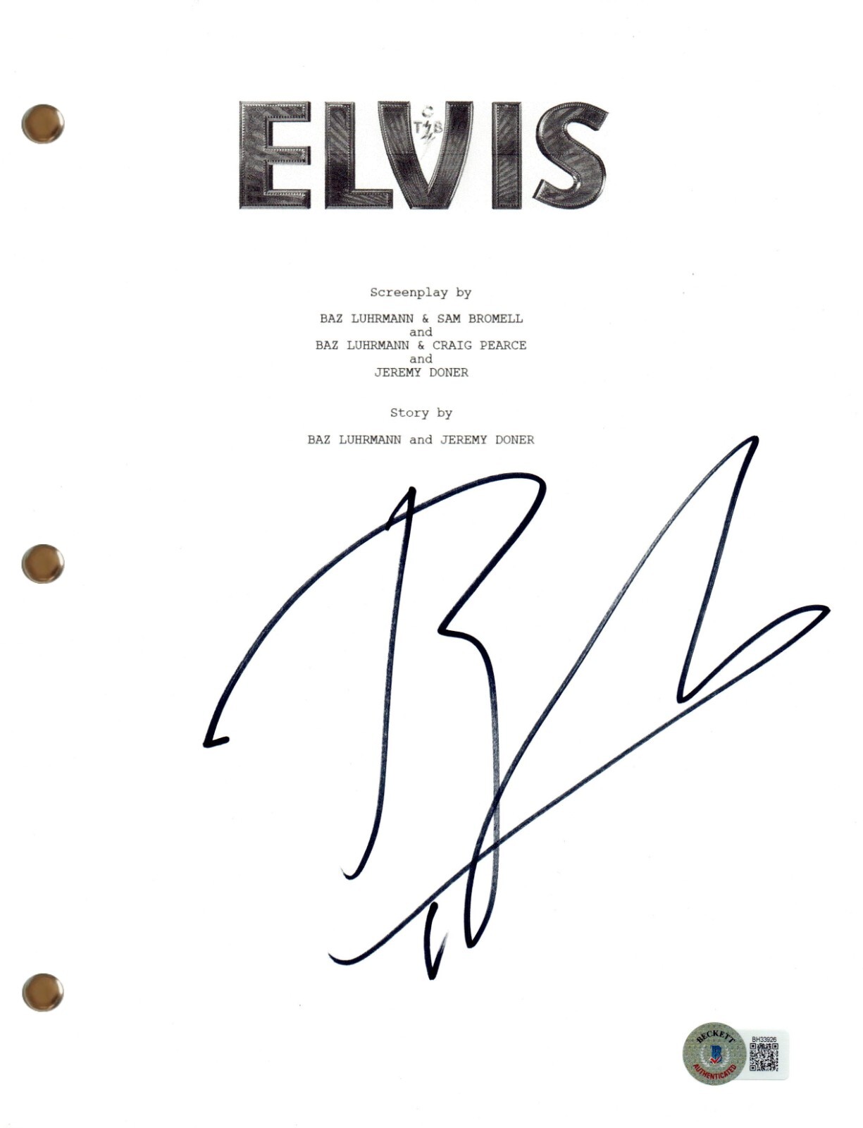 Baz Luhrmann Signed Autograph Elvis Movie Script Full Screenplay Beckett COA
