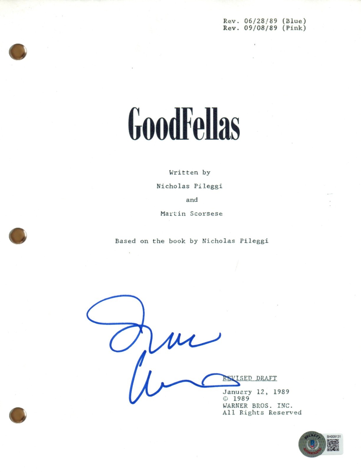 Irwin Winkler Signed Autograph Goodfellas Movie Script Film Producer Beckett COA
