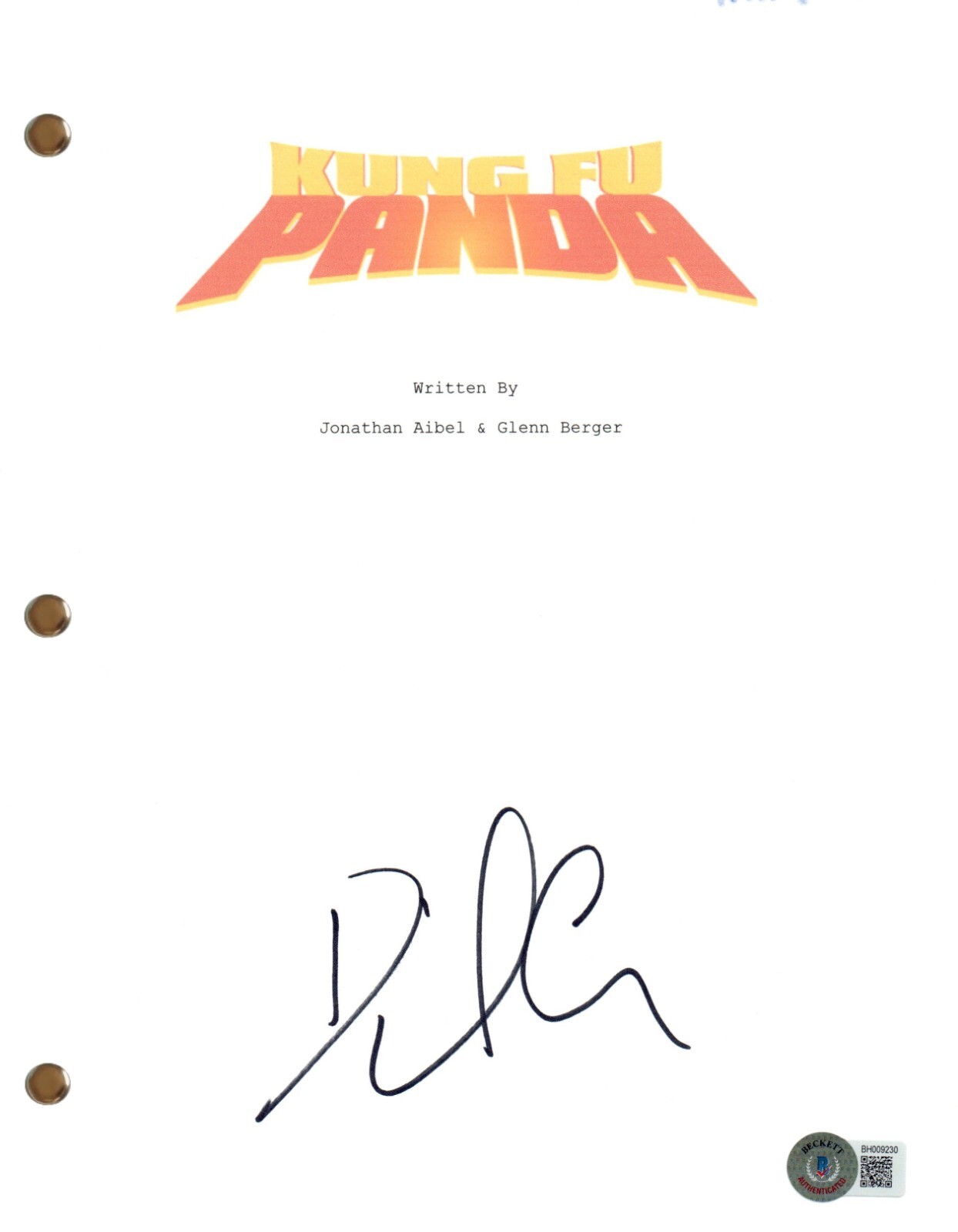 David Cross Signed Autograph Kung Fu Panda Full Movie Script Beckett COA

