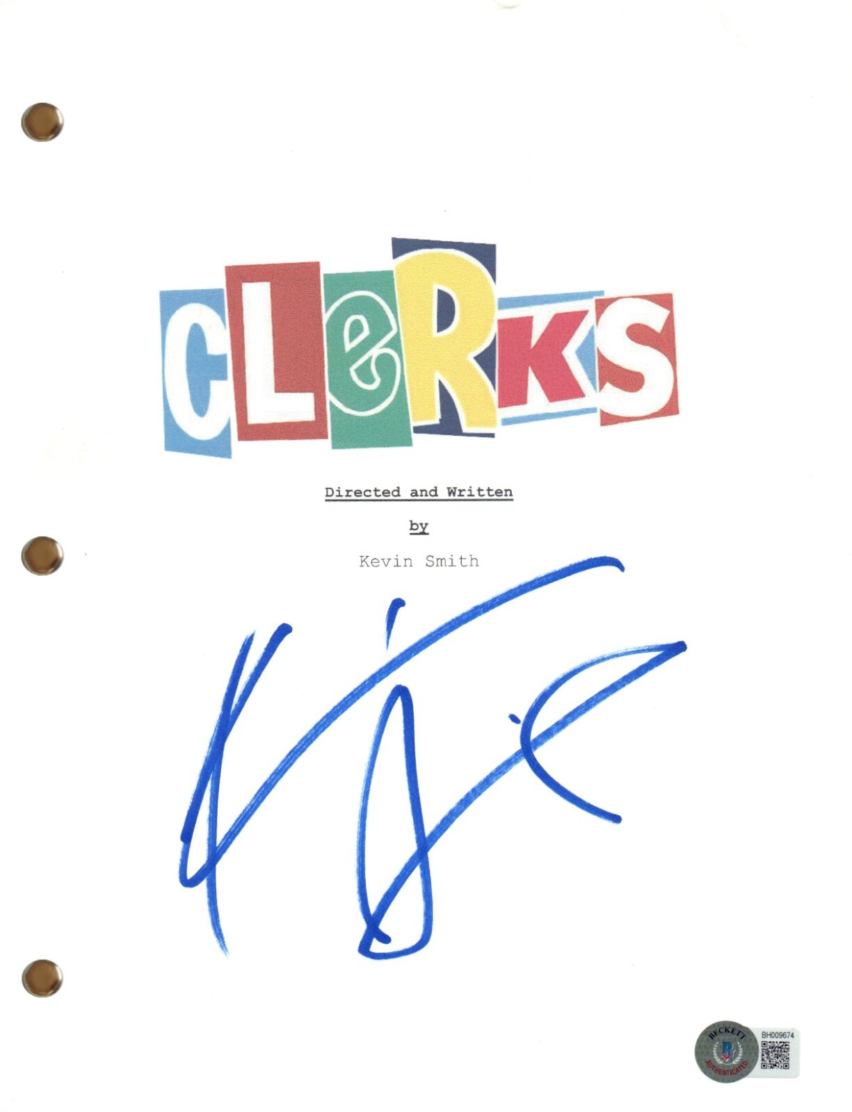 Kevin Smith Signed Autograph Clerks Movie Script Full Screenplay Beckett COA
