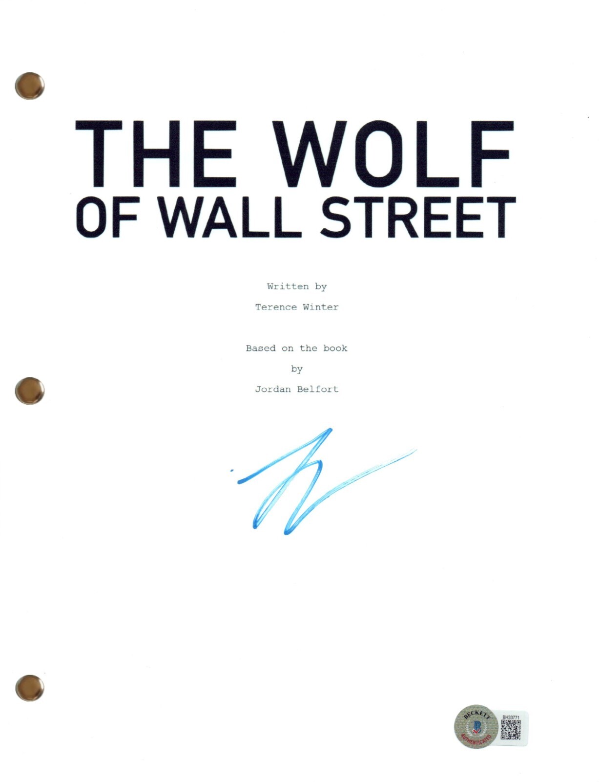 Leonardo DiCaprio Signed Autograph The Wolf of Wall Street Script Beckett COA
