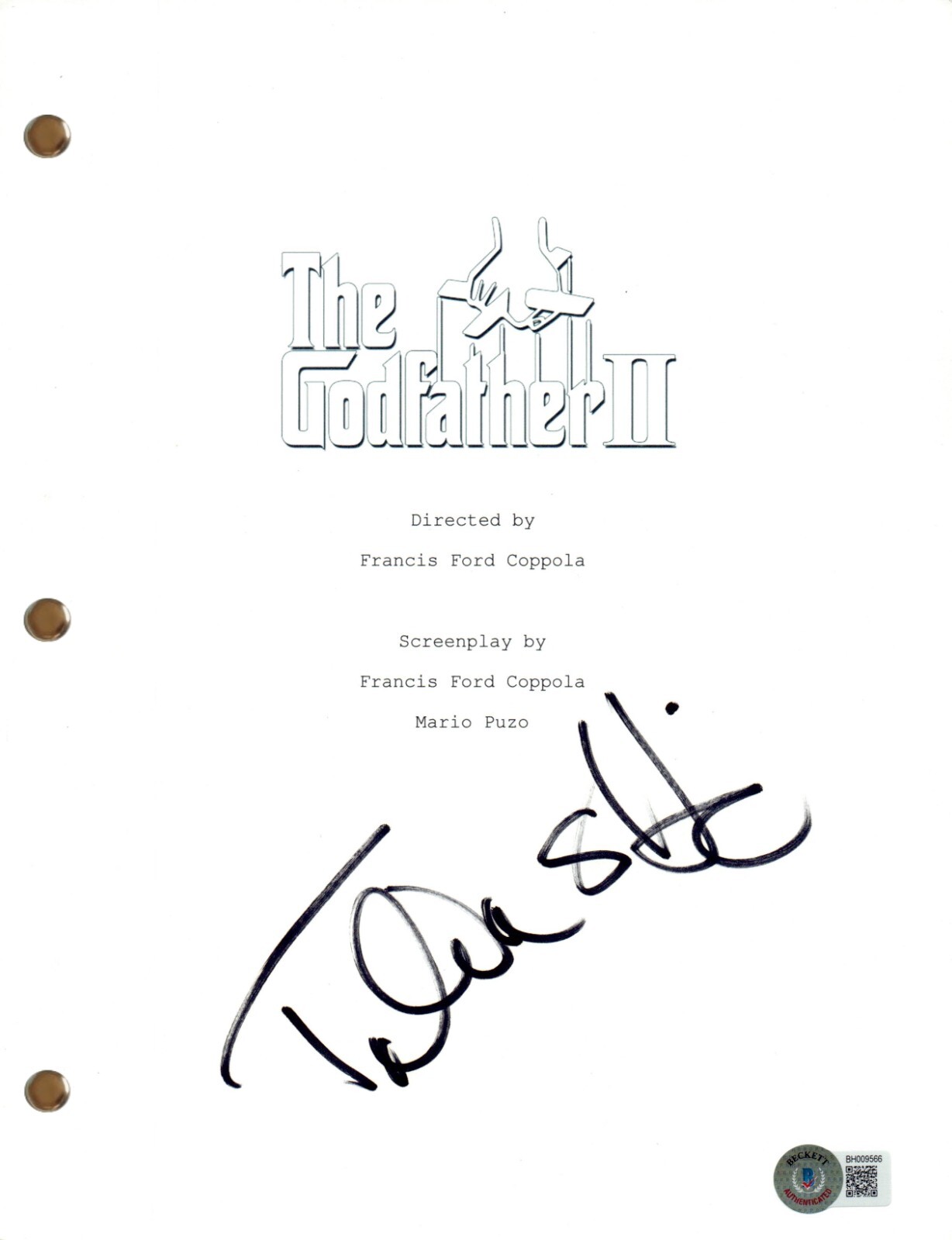Talia Shire Signed Autograph The Godfather Part II 2 Movie Script Beckett COA

