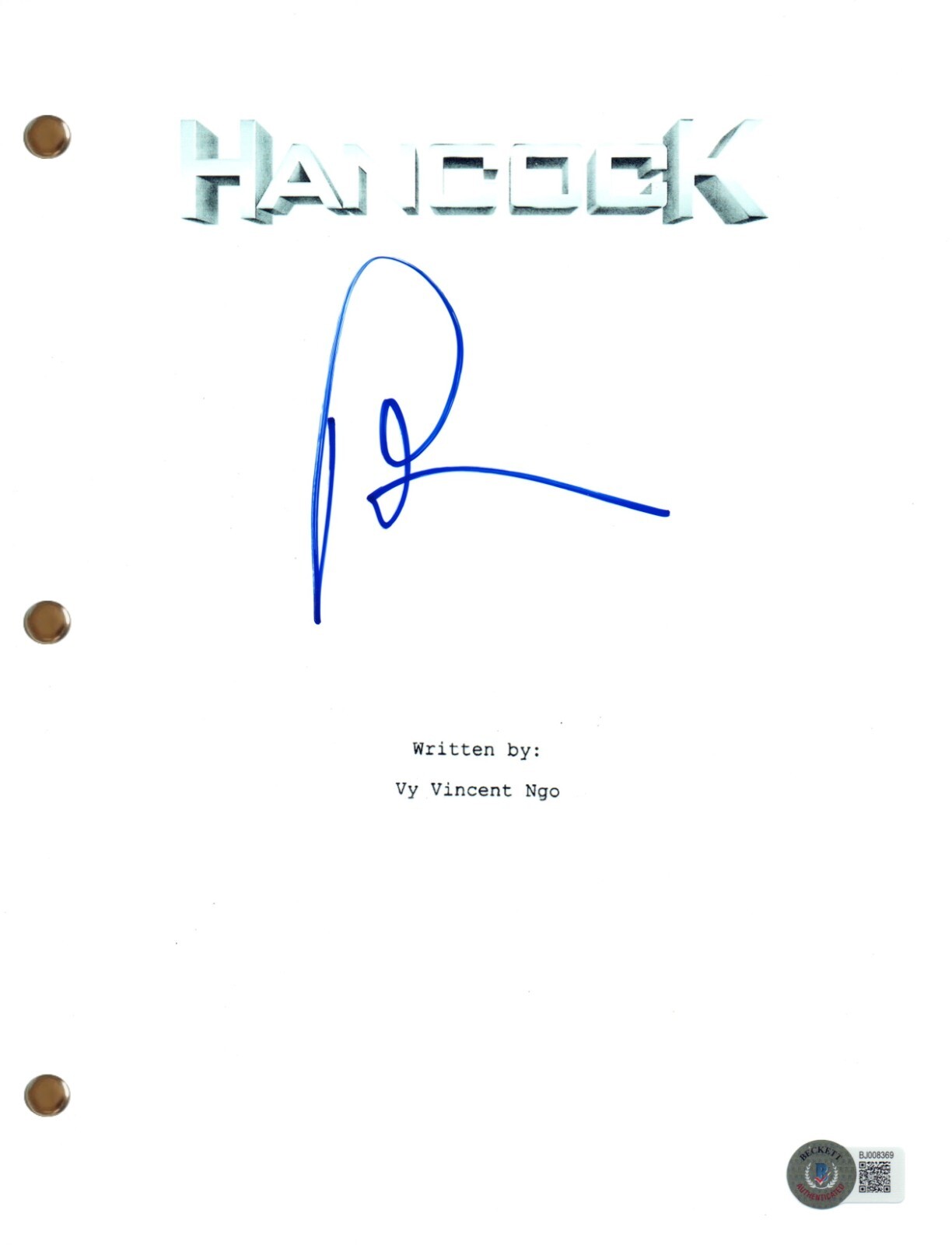 Peter Berg Signed Autograph Hancock Full Movie Script Screenplay Beckett COA
