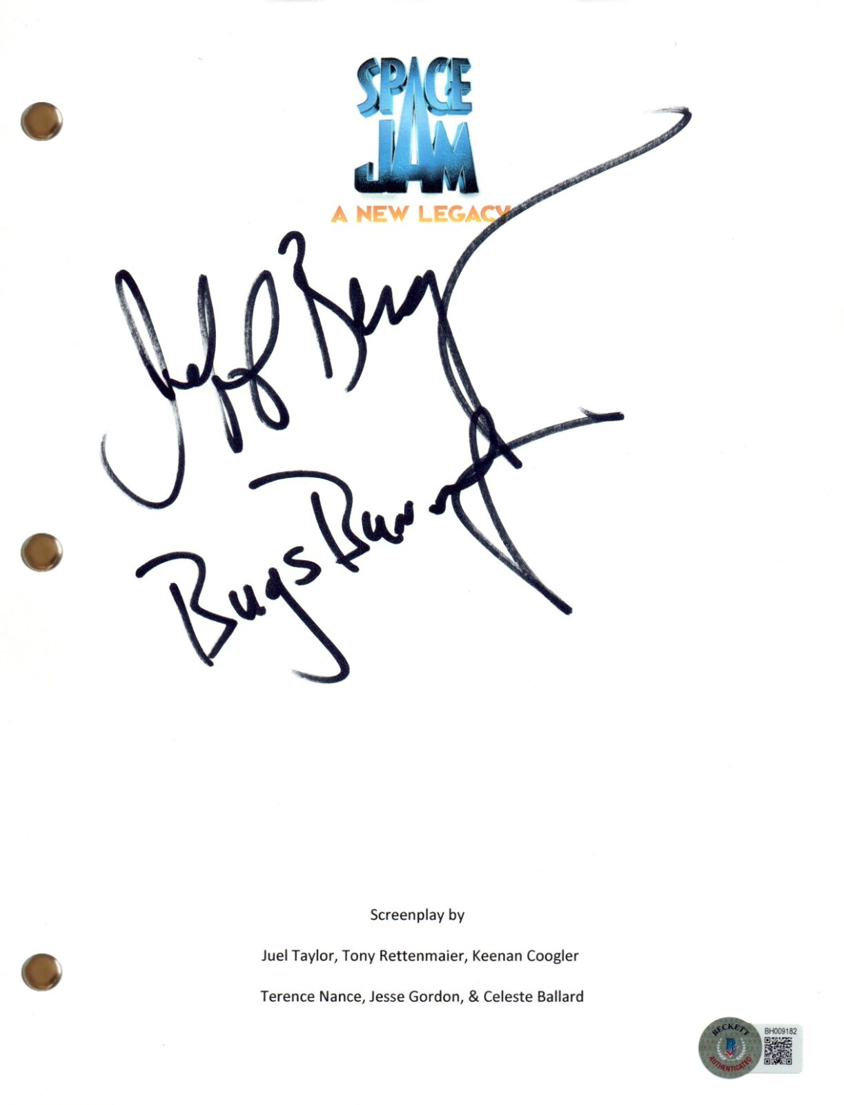 Jeff Bergman Signed Autograph Space Jam: A New Legacy Movie Script Beckett COA
