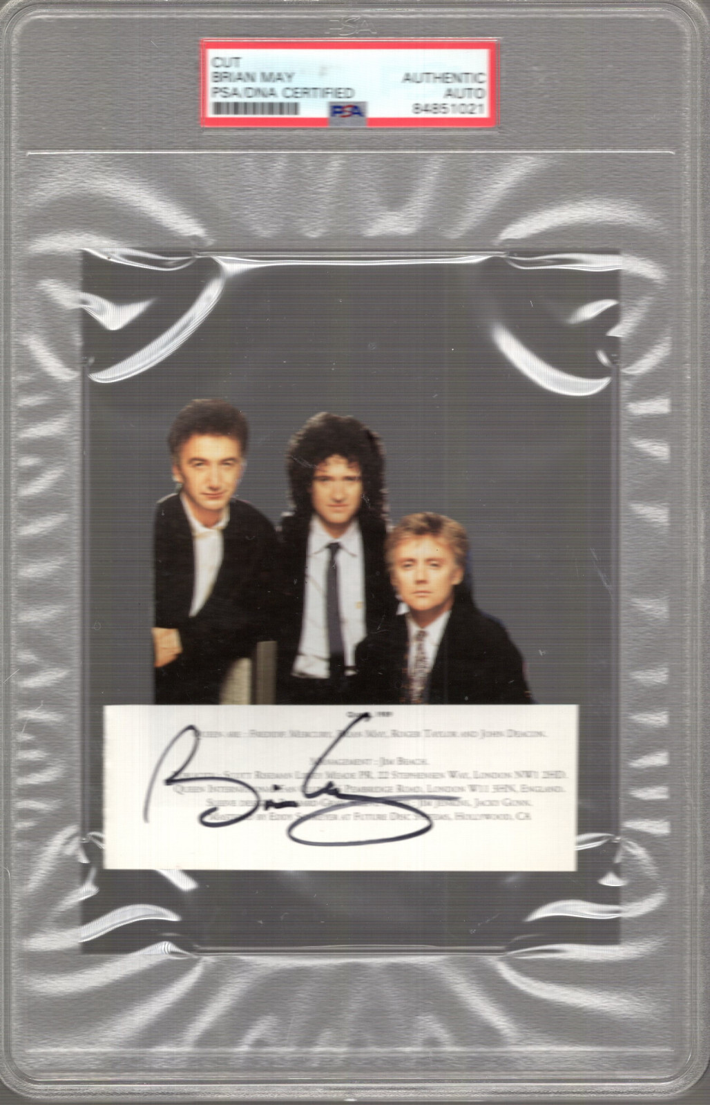 BRIAN MAY HAND SIGNEDCUT SIGNATURE QUEEN RARE PSA SLABBED
