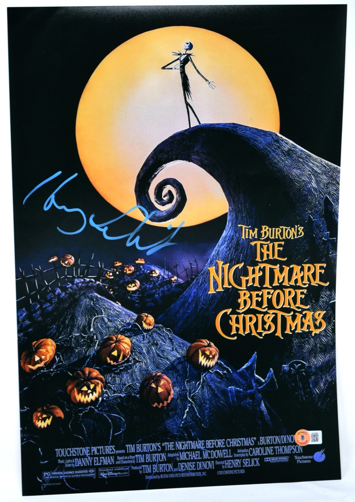 Henry Selick Signed Autograph The Nightmare Before Christmas Movie Poster BAS
