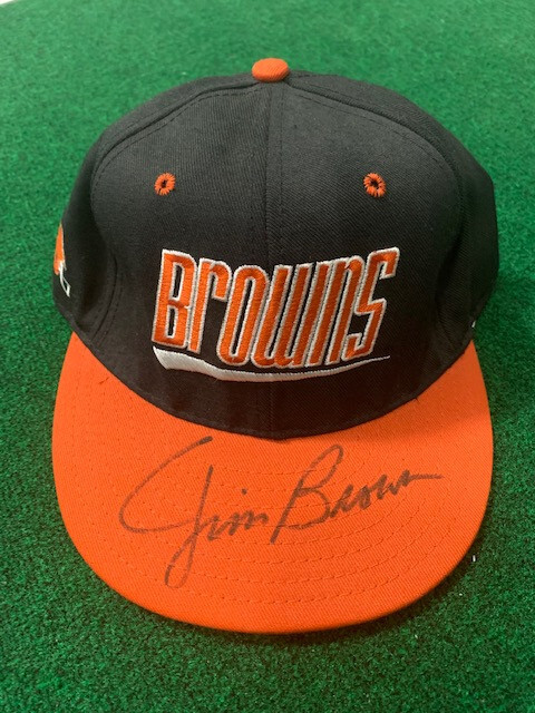 JIM BROWN HAND SIGNED CLEVELAND BROWNS HAT AWESOME+RARE HUGE SIGNATURE JSA
