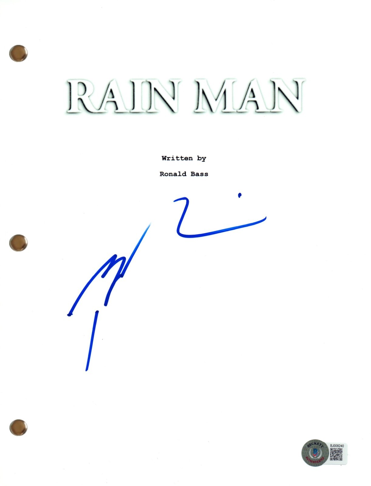 Barry Levinson Signed Autograph Rain Man Movie Script Screenplay Beckett COA
