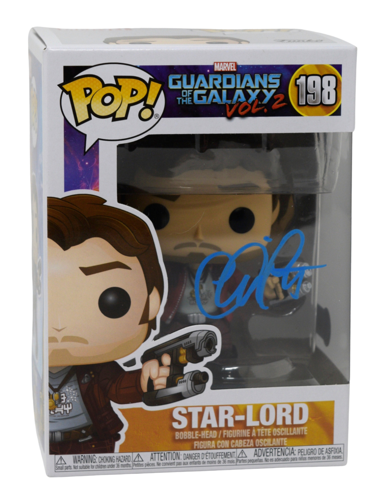 Chris Pratt Signed Funko Pop Star-Lord Guardians of The Galaxy 2 198 Beckett COA
