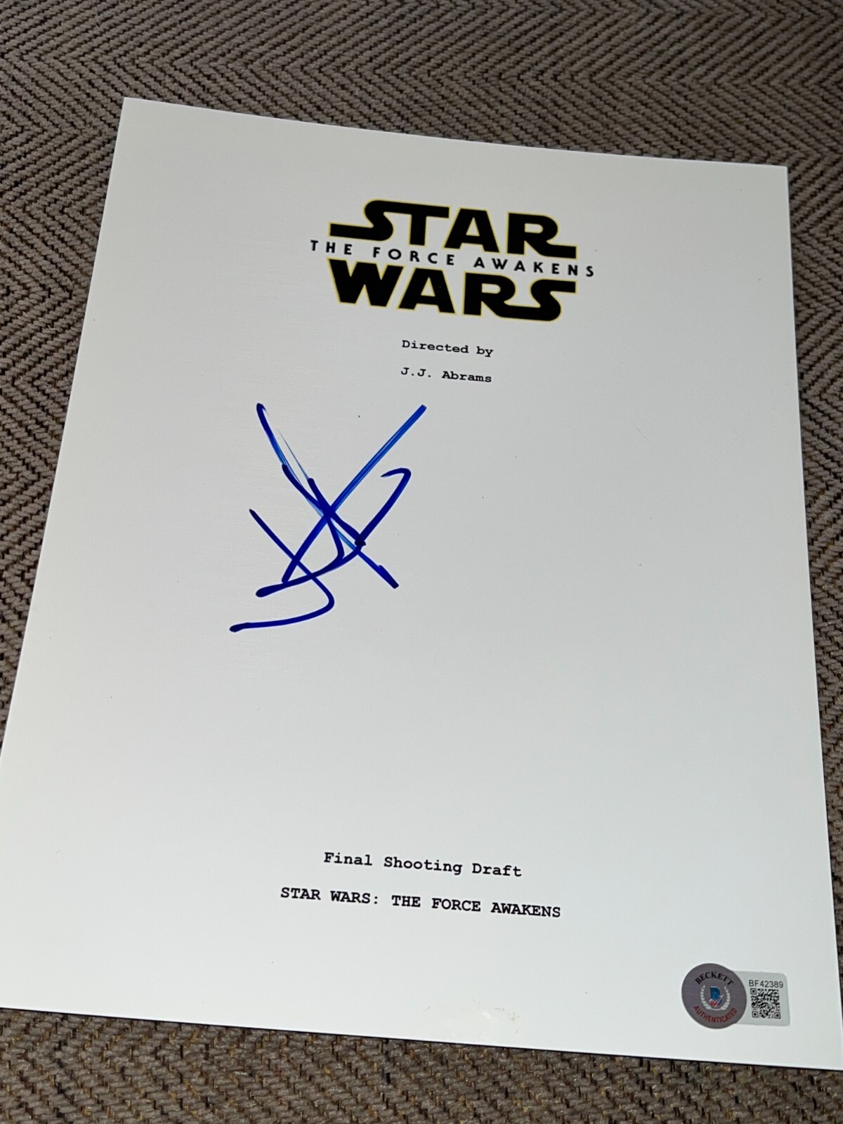 JJ ABRAMS SIGNED AUTOGRAPH MOVIE SCRIPT STAR WARS FORCE AWAKENS BECKETT BAS D
