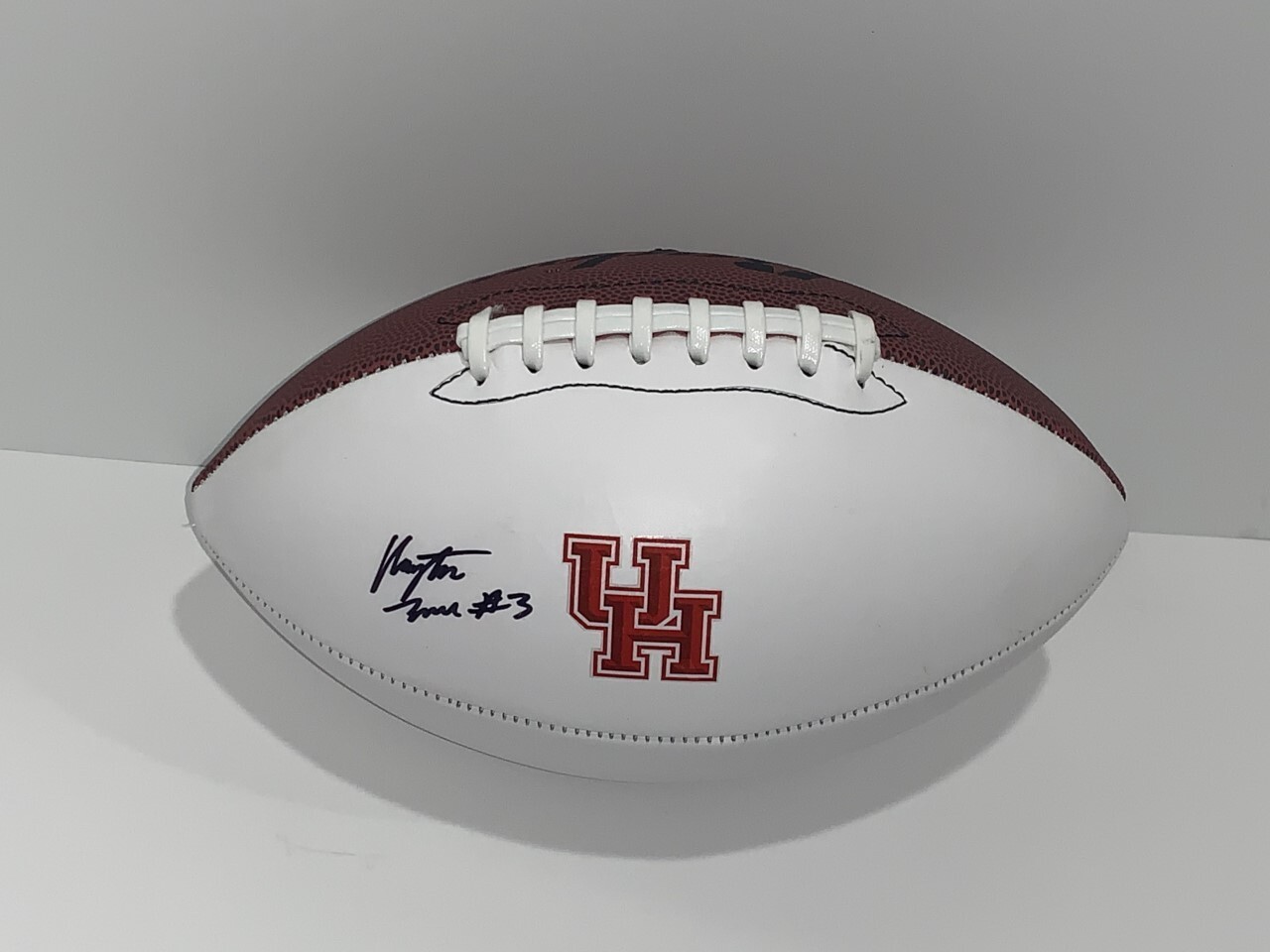 CLAYTON TUNE SIGNED FOOTBALL HOUSTON COUGARS NFL STAR PROOF JSA COA
