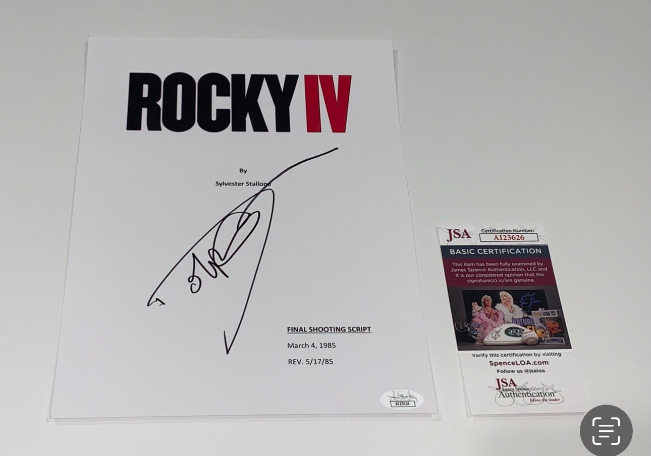 DOLPH LUNDGREN SIGNED ROCKY IV FULL MOVIE SCRIPT JSA COA
