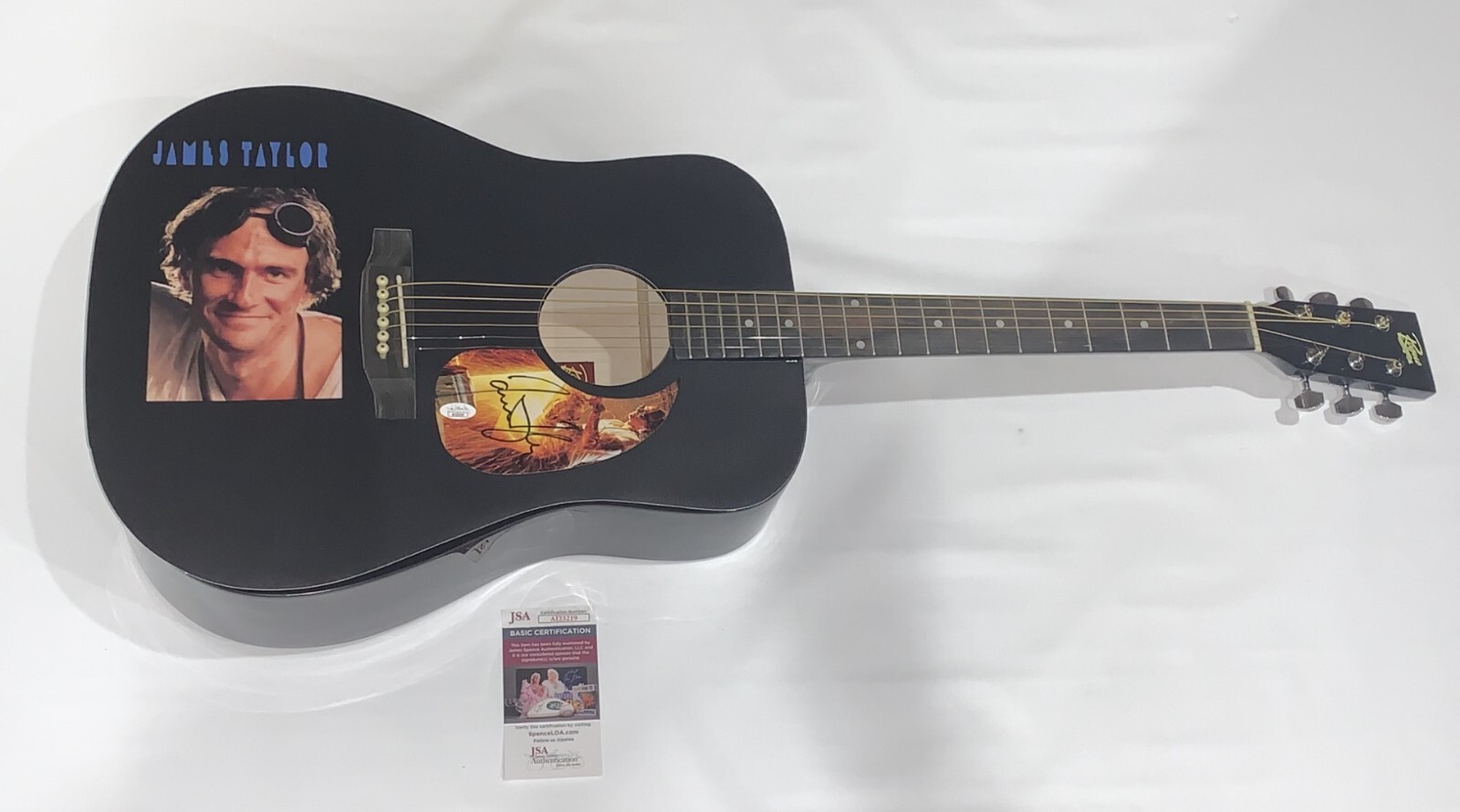 JAMES TAYLOR SIGNED CUSTOM DAD LOVES HIS WORK ACOUSTIC GUITAR JSA COA
