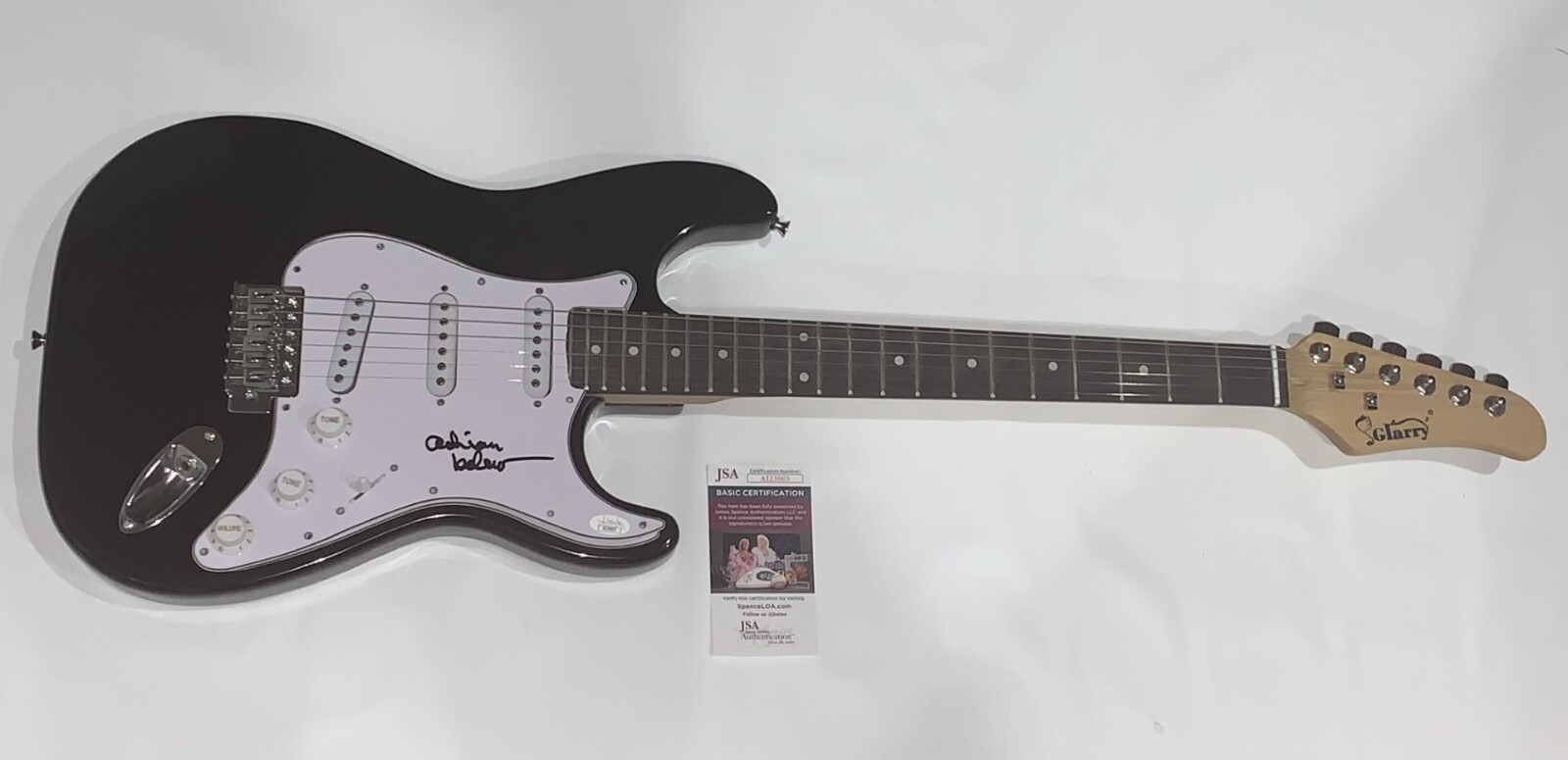 ADRIAN BELEW SIGNED BLACK ELECTRIC GUITAR RED CRIMSON JSA COA COLLECTIBLE MEMORABILIA