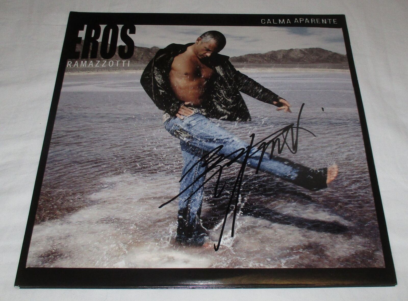 EROS RAMAZZOTTI SIGNED CALMA APARENTE VINYL RECORD JSA
