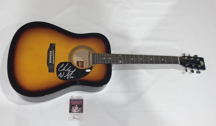 CHARLES WESLEY GODWIN SIGNED SUNBURST ACOUSTIC GUITAR JSA COA
