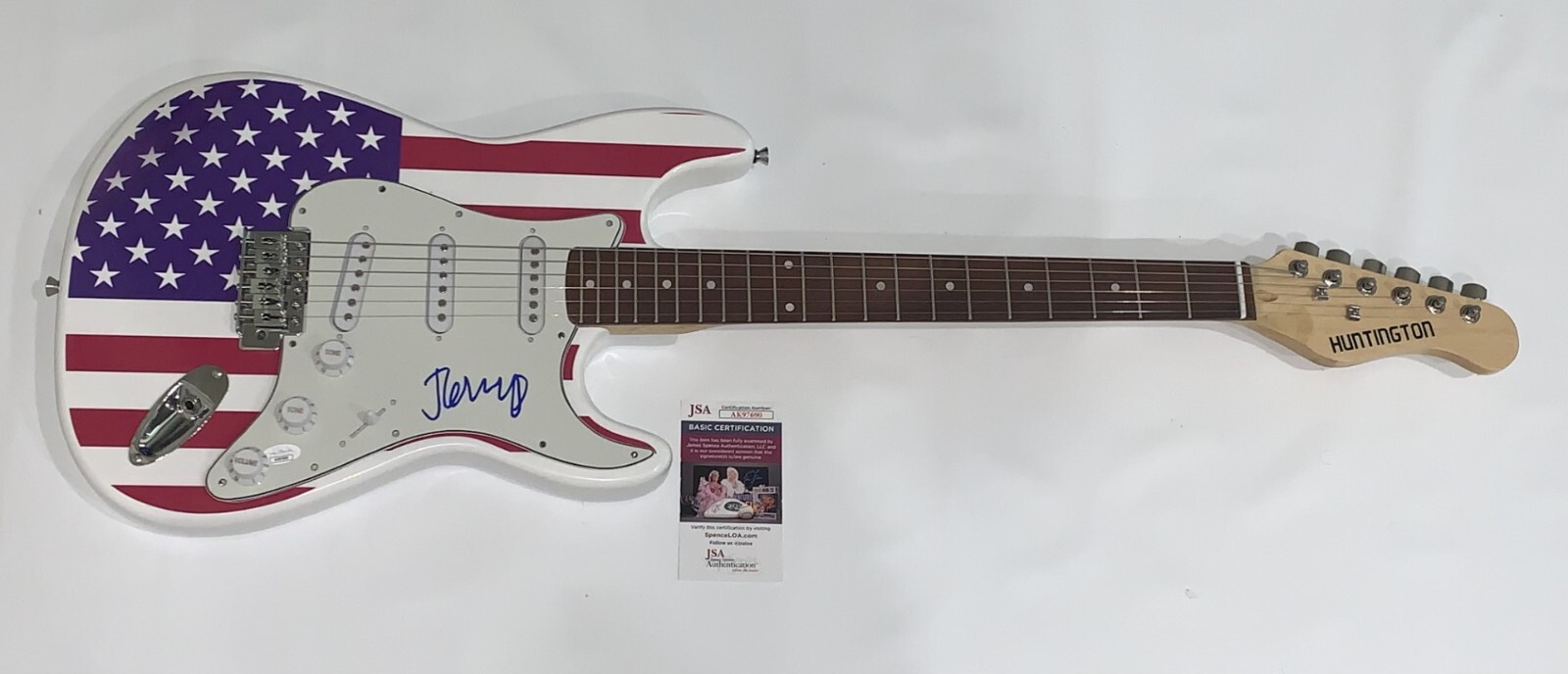 JOHN MELLENCAMP SIGNED USA FLAG ELECTRIC GUITAR JSA COA
