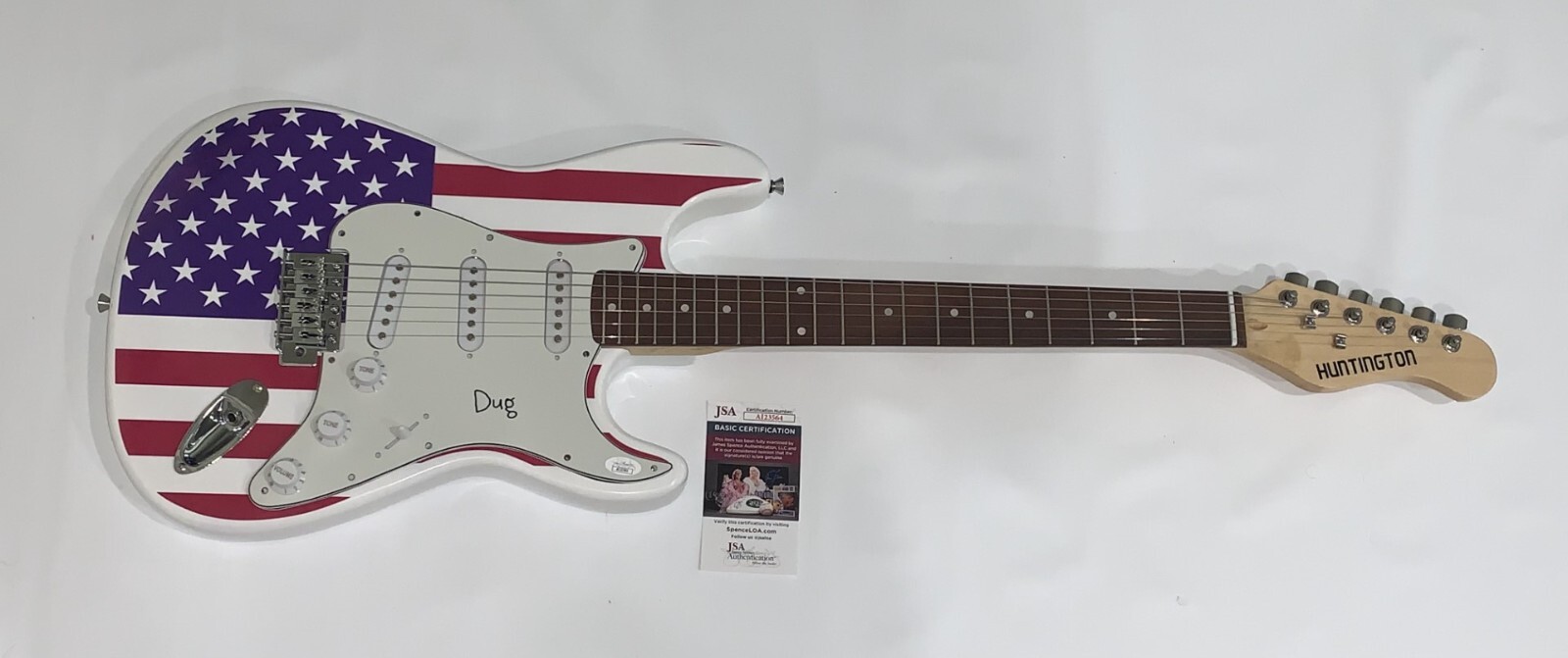 DOUG MARTSCH SIGNED USA FLAG ELECTRIC GUITAR BUILT TO SPILL JSA COA
