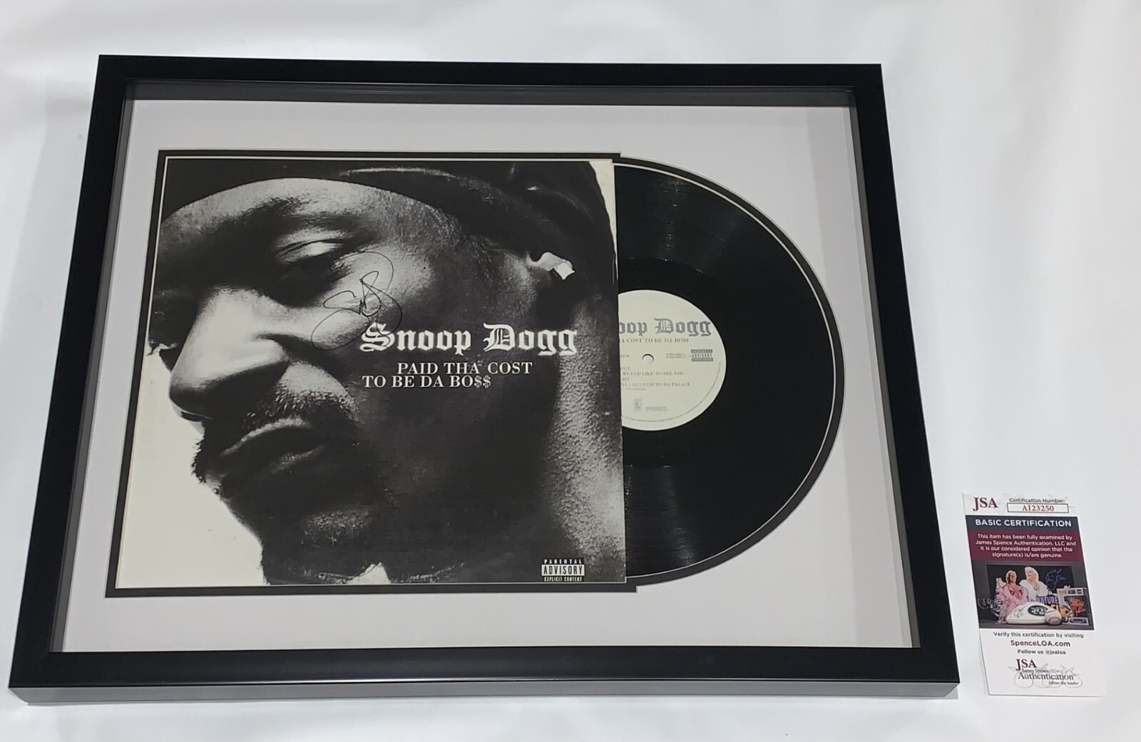 SNOOP DOGG SIGNED FRAMED PAID THA COST TO BE DA BOSS RECORD DISPLAY JSA COA

