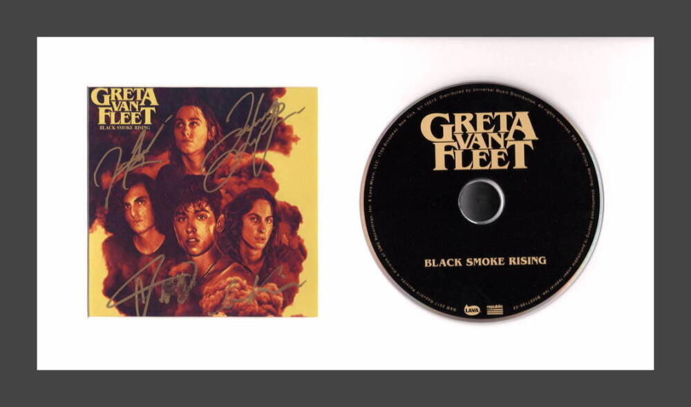 Greta Van Fleet Band Signed Autograph Black Smoke Rising Framed CD Display - JSA
