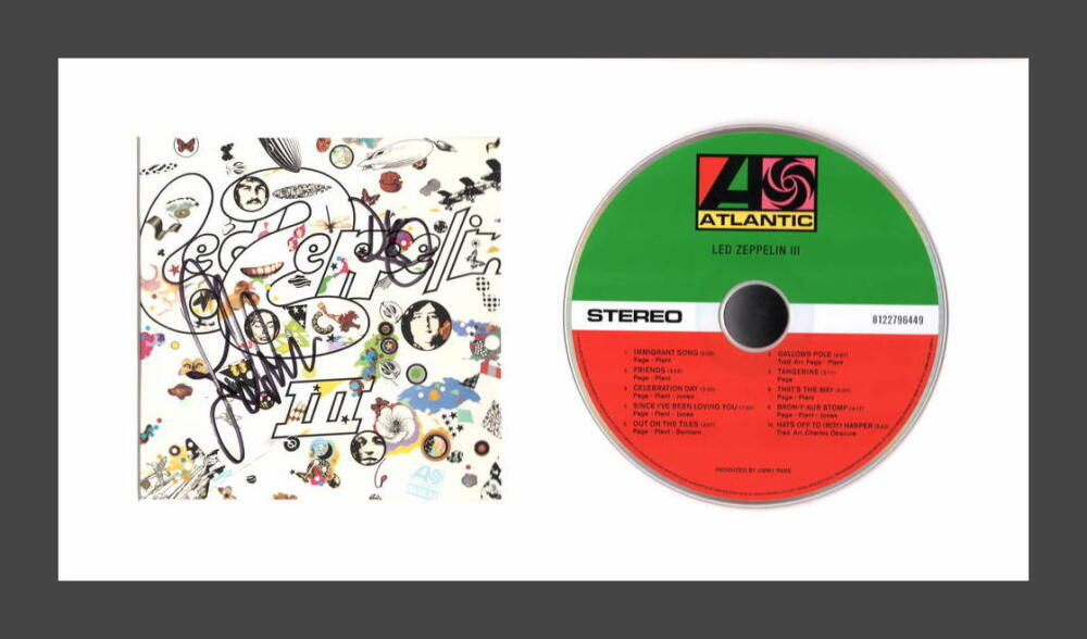 Robert Plant John Paul Jones Signed Autograph Led Zeppelin III Framed CD JSA COA
