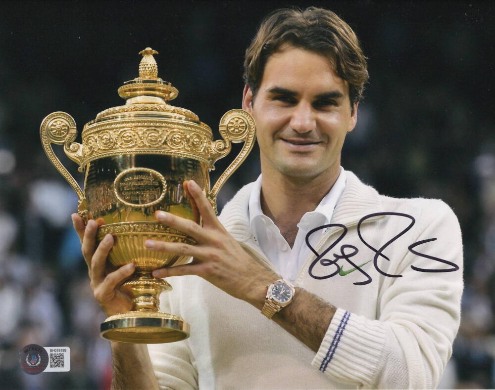 Roger Federer Signed Autograph 8x10 Photo - Wimbledon US Open Champion BAS COA
