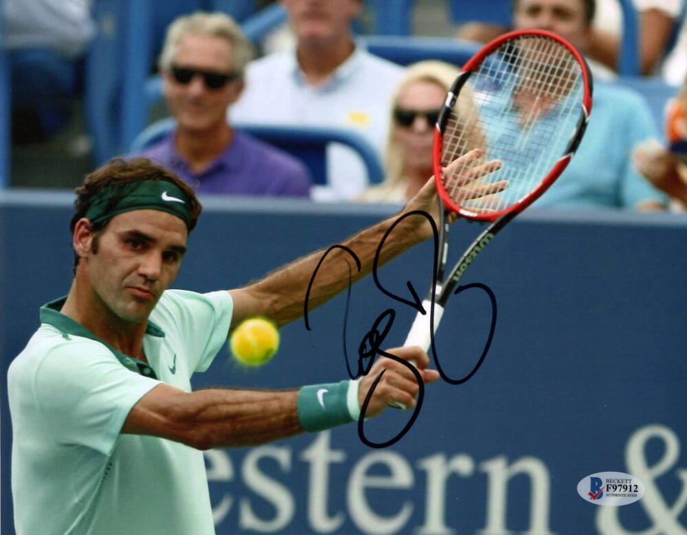 Roger Federer Signed Autograph 8x10 Photo - US Open Wimbledon Champion BAS COA
