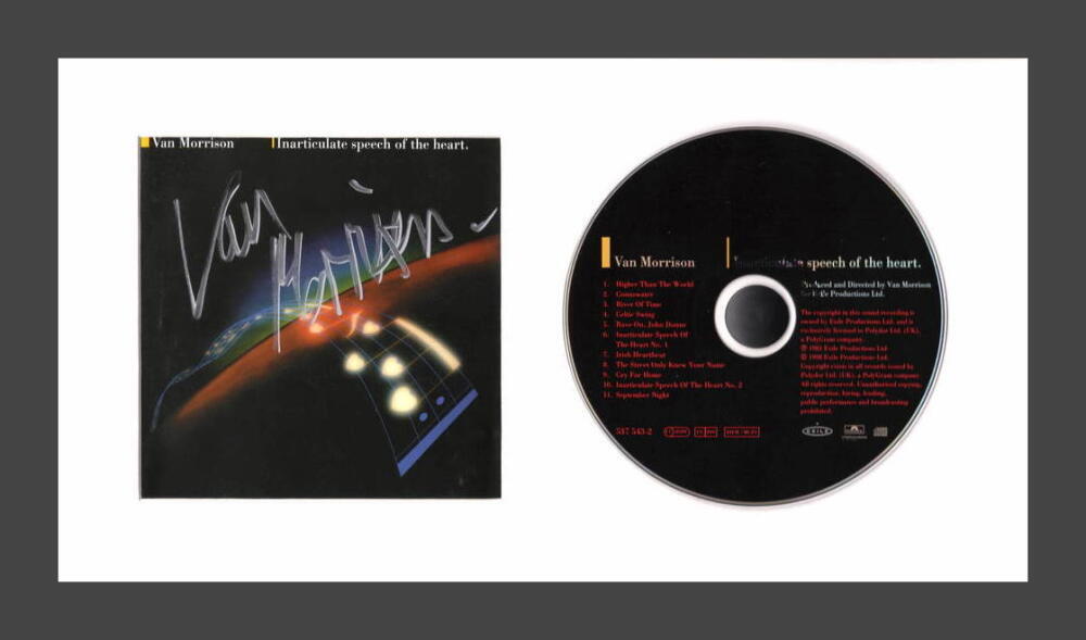 VAN MORRISON SIGNED AUTOGRAPH INARTICULATE SPEECH OF THE HEART CD DISPLAY – JSA COLLECTIBLE MEMORABILIA
