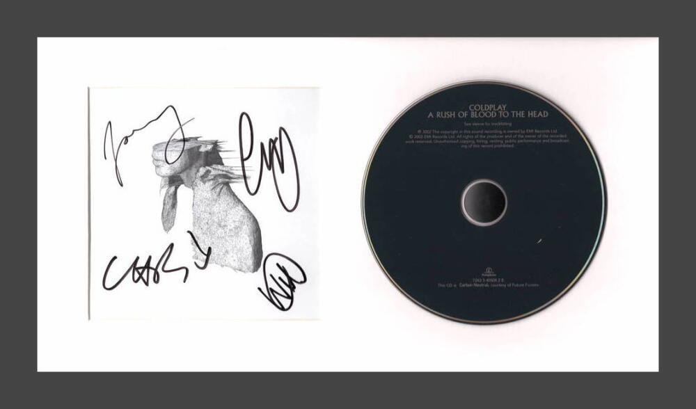 Coldplay Band Signed Autograph A Rush of Blood to the Head Framed CD Display JSA
