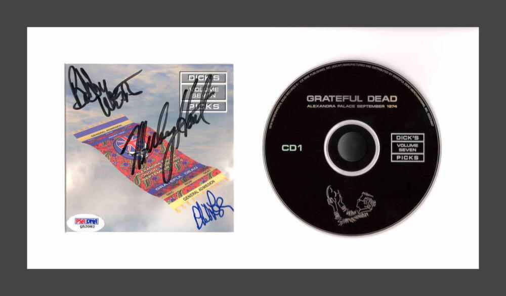 Bob Weir Phil Lesh & M Hart Signed Autograph Grateful Dead Framed CD Display PSA
