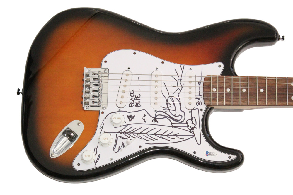 Stefan Lessard DMB Signed Autograph Fender Guitar Amazing Peace Pipe Sketch BAS
