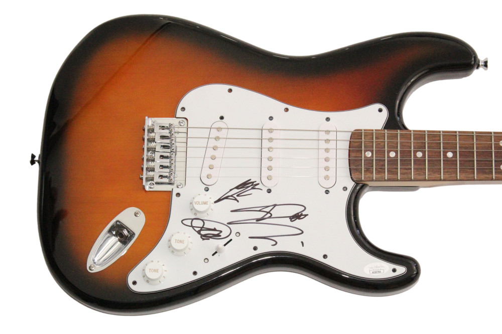 Tokio Hotel Band (x3) Signed Autograph Fender Guitar Tom Kaulitz Bill Georg JSA
