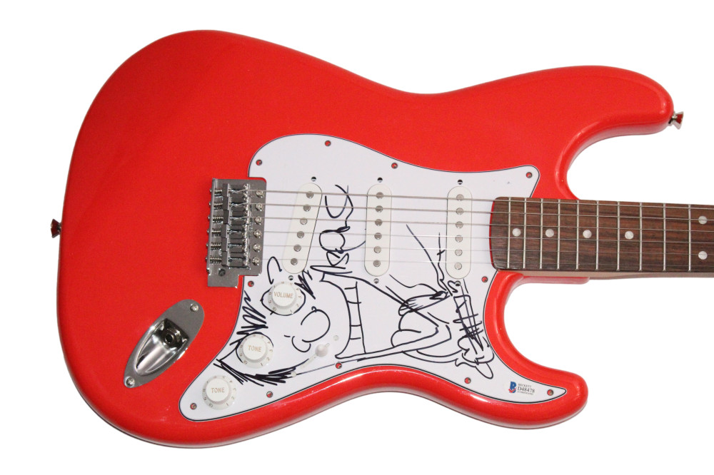 Stefan Lessard Signed Autograph Fender Guitar w/ Amazing Huge Sketch - Beckett
