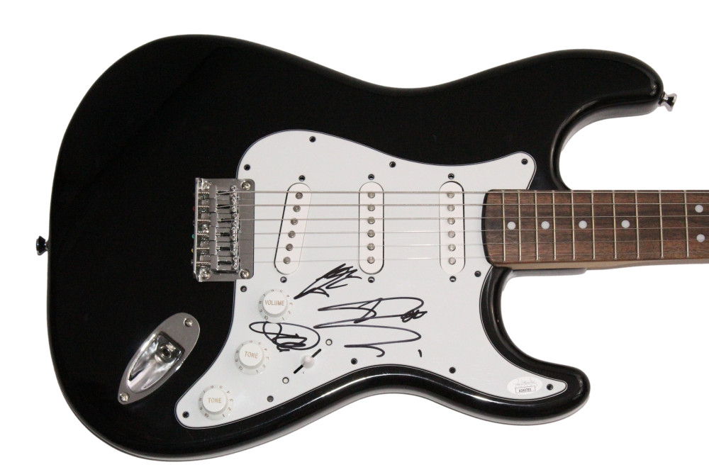Tokio Hotel Band Signed Autograph Fender Guitar x3 Tom Kaulitz Bill & Georg JSA
