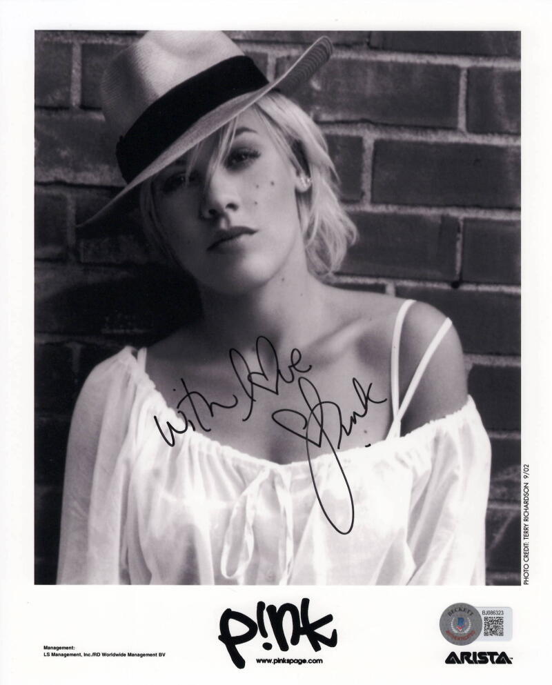 Pink P!nk Signed Autograph 8x10 Photo - Can't Take Me Home Trustfall Beckett COA
