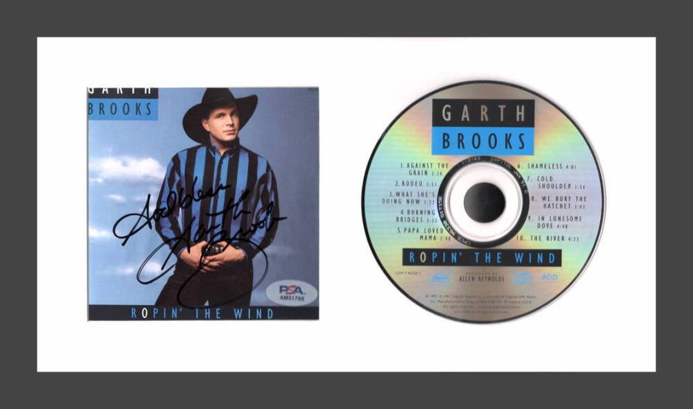 Garth Brooks Signed Autograph Ropin' the Wind Framed CD Display Country Icon PSA
