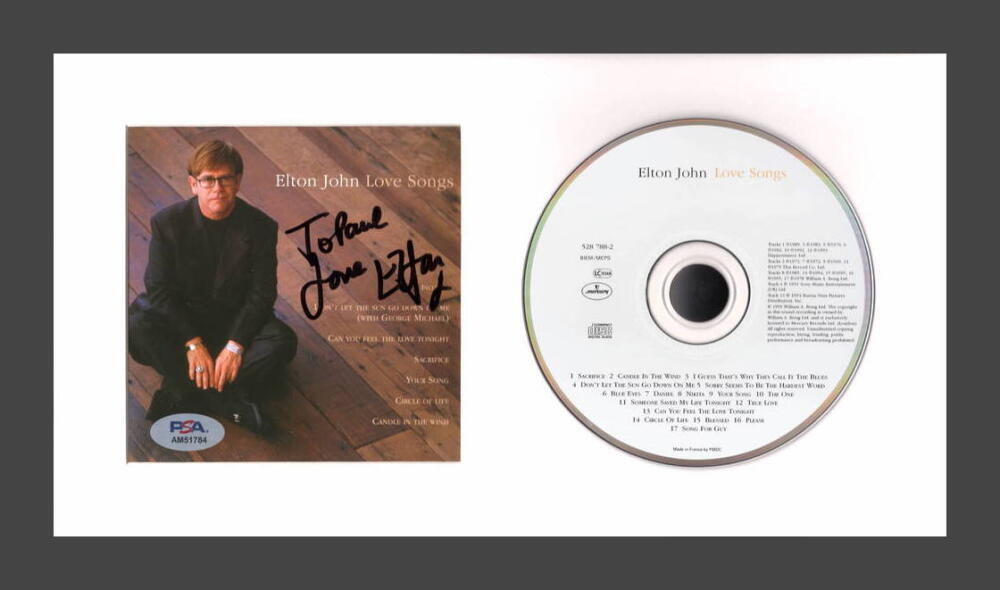 Elton John Signed Autograph Love Songs Framed CD Display - Ready to Hang! PSA
