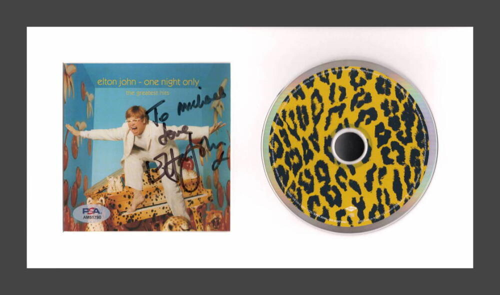Elton John Signed Autograph One Night Only The Greatest Hits CD Display PSA COA
