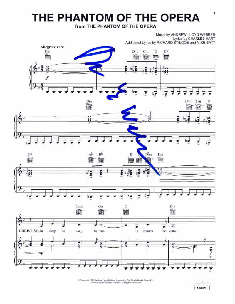 Andrew Lloyd Webber Signed Autograph The Phantom of the Opera Sheet Music w/ JSA
