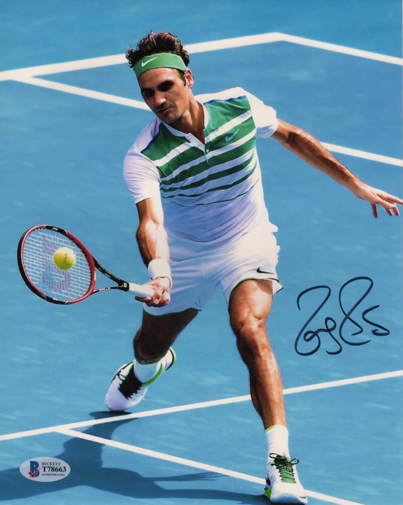 Roger Federer Signed Autograph 8x10 Photo Wimbledon US Open Champion Beckett COA
