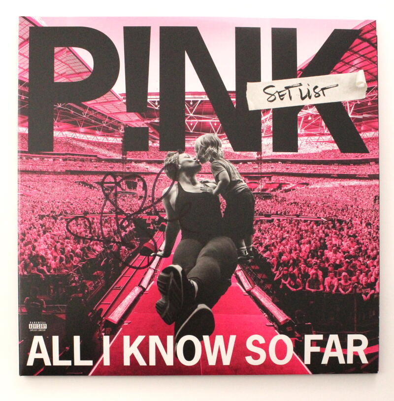 Pink P!nk Signed Autograph Album Vinyl Record Setlist All I Know So Far JSA COA
