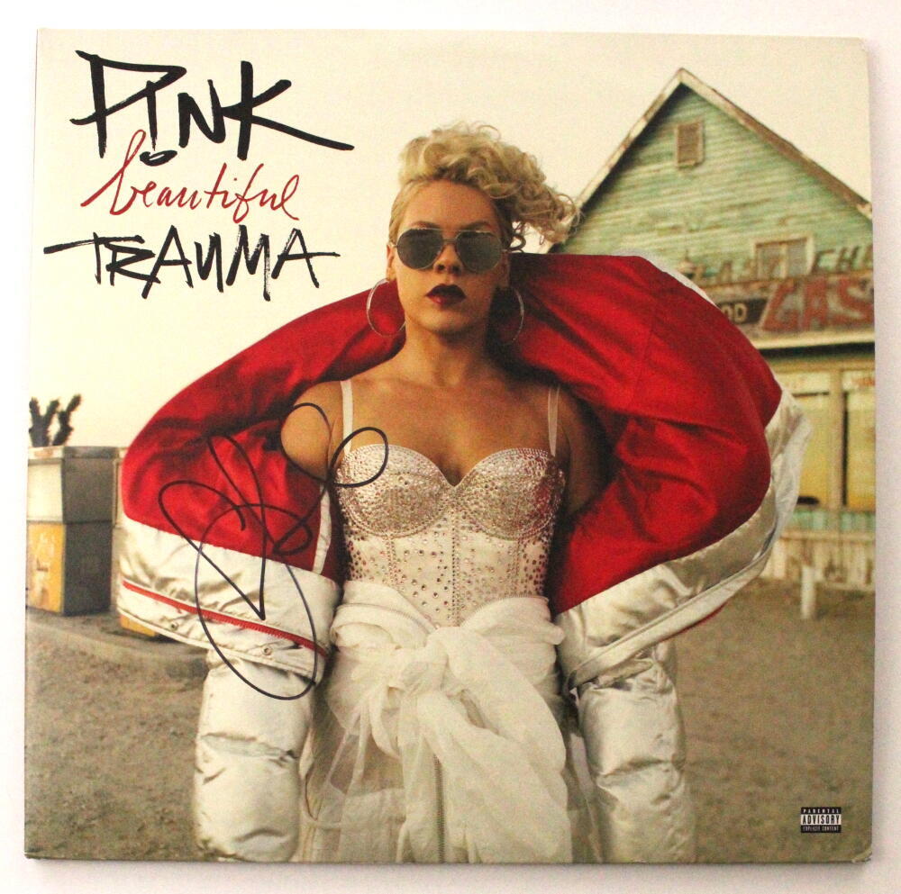 Pink P!nk Signed Autograph Album Vinyl Record Beautiful Trauma w/ JSA COA
