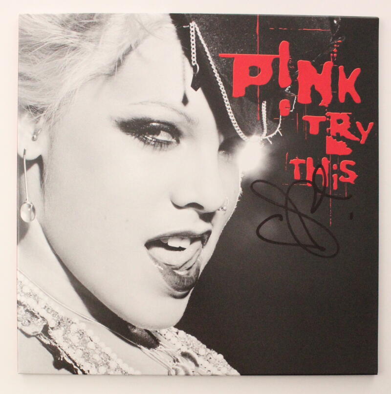 Pink P!nk Alecia Moore Signed Autograph Album Vinyl Record Try This w/ JSA COA
