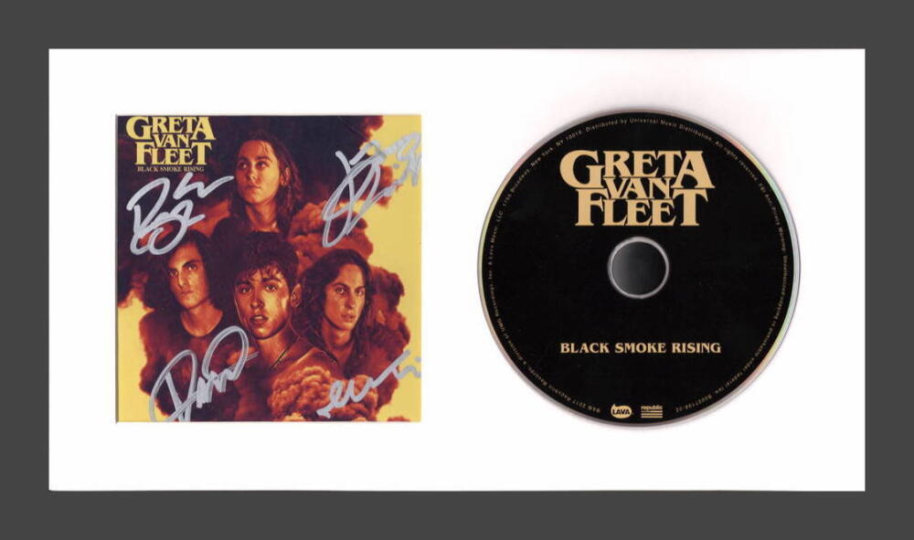 Greta Van Fleet Band Signed Autograph Black Smoke Rising CD Display w/ JSA COA

