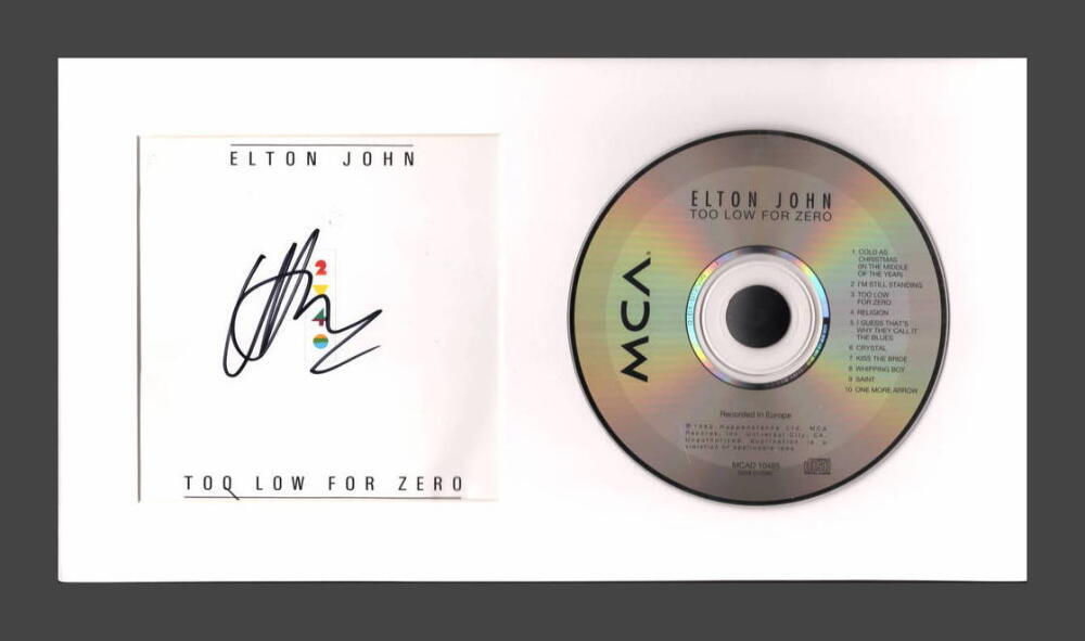 Elton John Signed Autograph Too Low for Zero Framed CD Display w/ JSA COA
