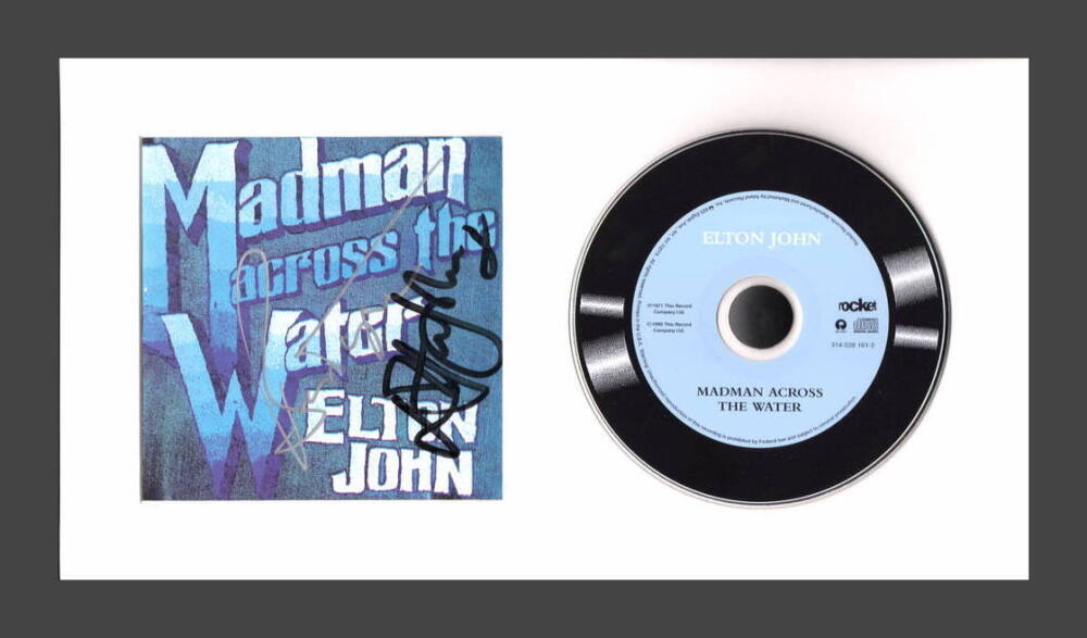 Elton John & Bernie Taupin Signed Autograph Mad Man Across Water Framed CD JSA
